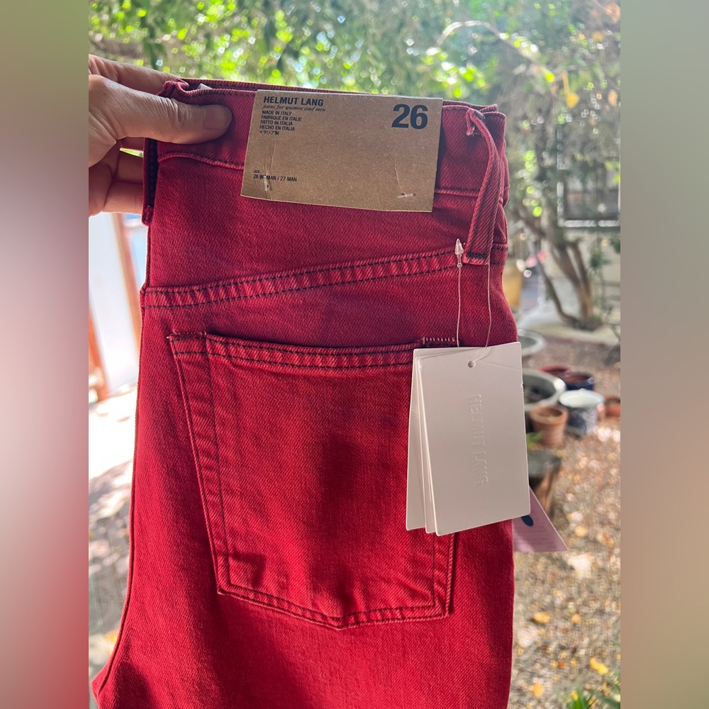 Helmut Lang *New* Red Femme Hi Bootcut Jeans Size 26